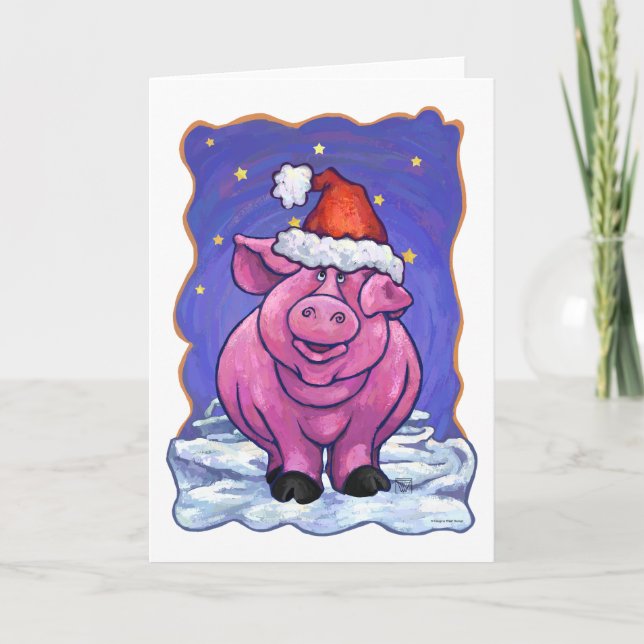 Pig Christmas Holiday Card (Front)