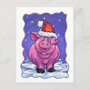 Pig Christmas Holiday Postcard