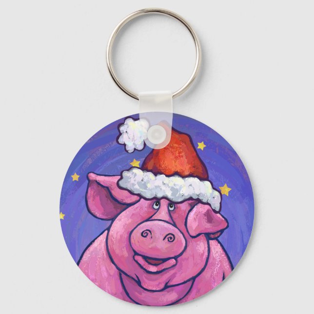 Pig Christmas Key Ring (Front)