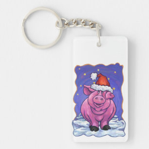Pig Christmas Key Ring