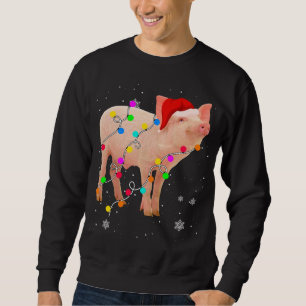 Pig Christmas Lights Funny Xmas Santa Hat Animals  Sweatshirt