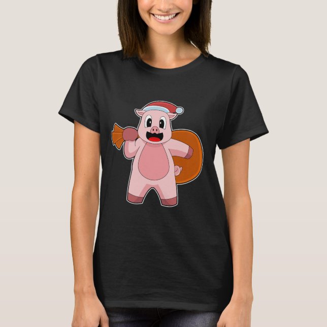 Pig Christmas Sack T-Shirt (Front)