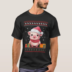 Pig Christmas Santa Hat Ugly Christmas Sweater 
