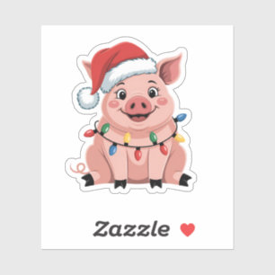 Pig Christmas Santa Hat Xmas Holiday Xmas Pigmass