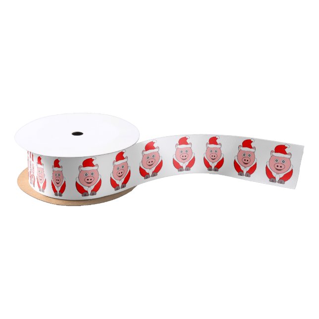Pig Christmas Satin Ribbon (Spool)