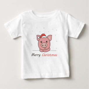 Pig Christmas Snow Winter Animals Pigs Baby T-Shirt
