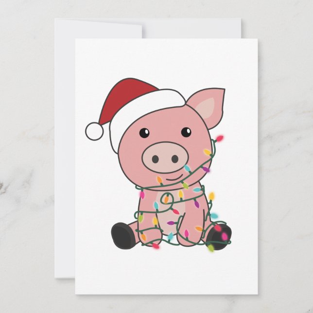 Pig Christmas Snow Winter Animals Pigs Holiday Card (Front)