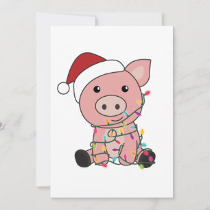 Pig Christmas Snow Winter Animals Pigs Holiday Card
