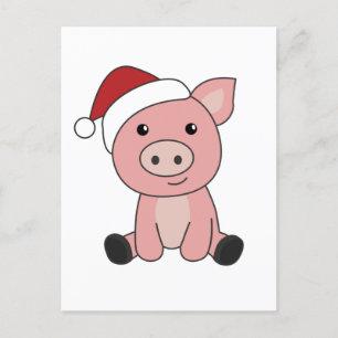 Pig Christmas Snow Winter Animals Pigs Holiday Postcard