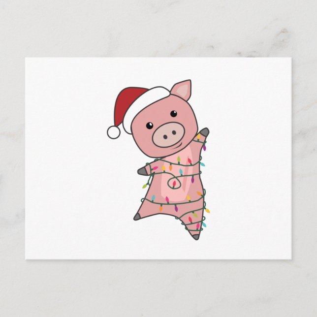 Pig Christmas Snow Winter Animals Pigs Postcard (Front)