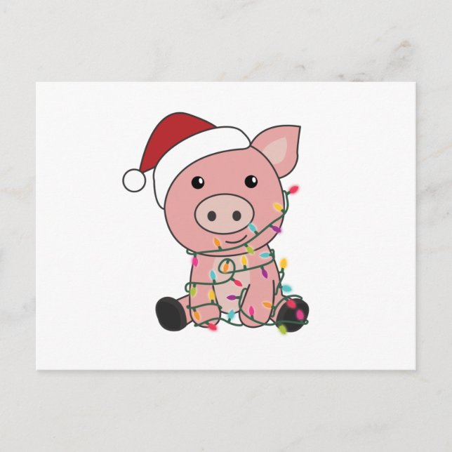 Pig Christmas Snow Winter Animals Pigs Postcard (Front)