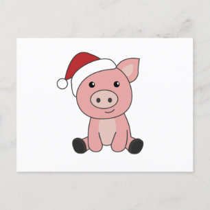 Pig Christmas Snow Winter Animals Pigs Postcard