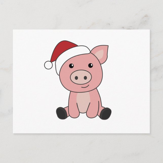 Pig Christmas Snow Winter Animals Pigs Postcard (Front)