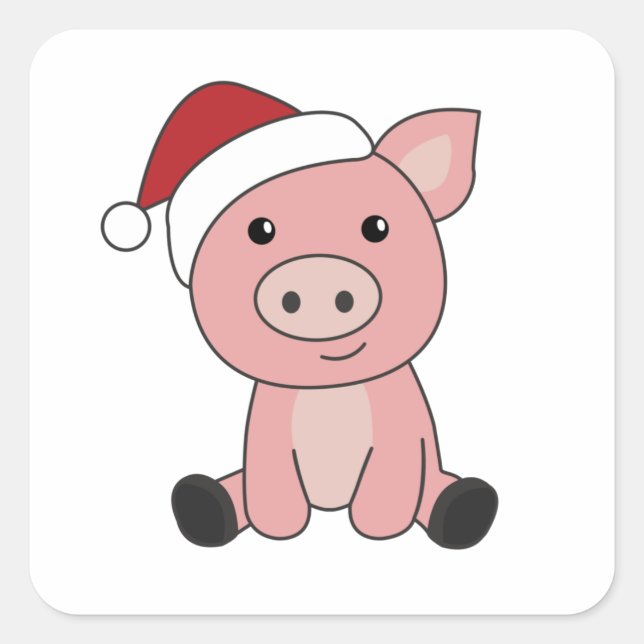 Pig Christmas Snow Winter Animals Pigs Square Sticker (Front)