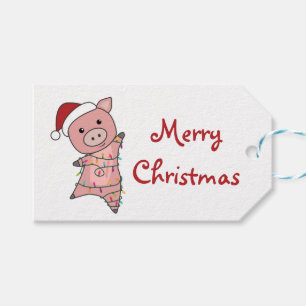 Pig Christmas Snow Winter Animals Pigs Trucker Hat Gift Tags