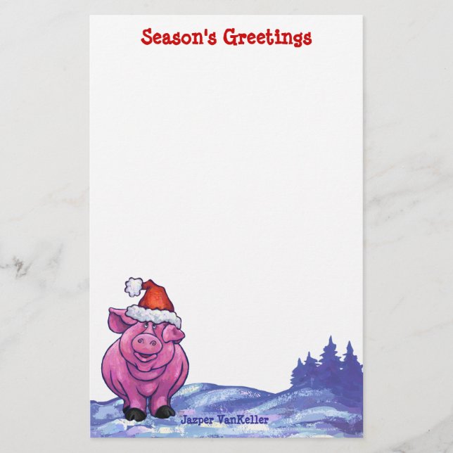 Pig Christmas Stationery (Front)
