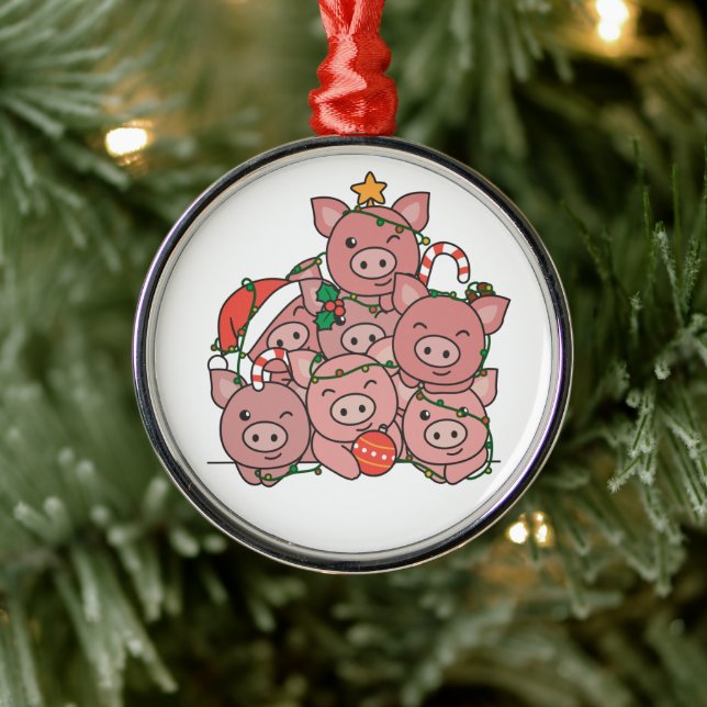 Pig Christmas Tree Funny Animal Christmas Ceramic  Metal Tree Decoration (Tree)