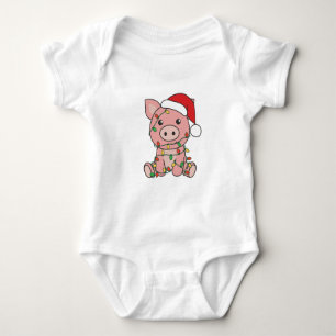 Pig Christmas Winter Animals Pigs Baby Bodysuit