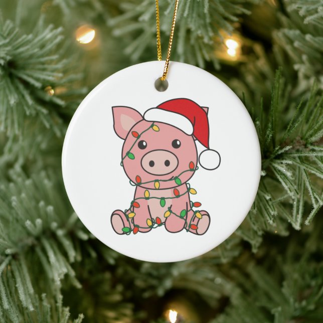 Pig Christmas Winter Animals Pigs Ceramic Tree Decoration (Tree)