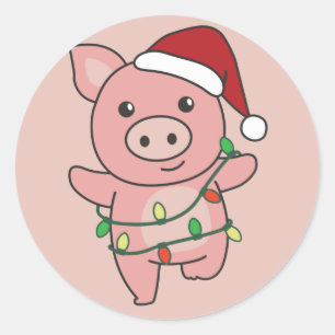 Pig Christmas Winter Animals Pigs Classic Round St Classic Round Sticker