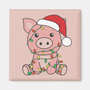 Pig Christmas Winter Animals Pigs Magnet