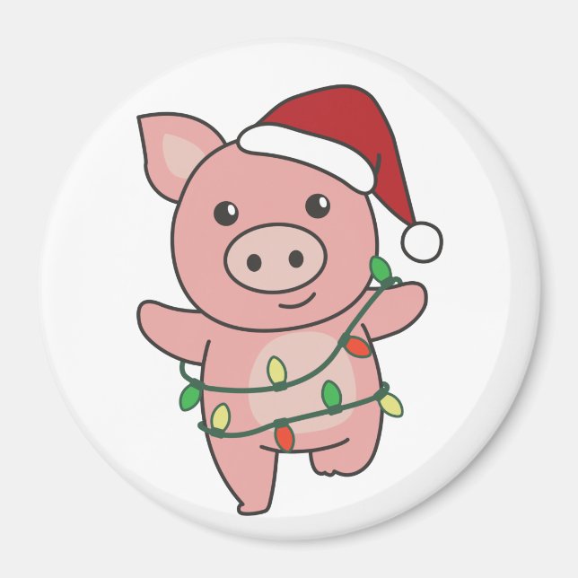 Pig Christmas Winter Animals Pigs Magnet (Front)