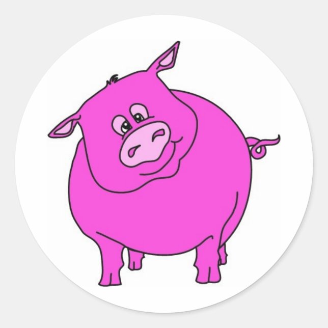 Pig Classic Round Sticker (Front)