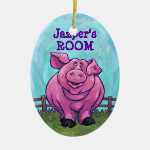 Pig Coming and Going Ceramic Tree Decoration