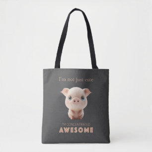 Pig Concentrated Awesome Cute Adorable Funny Quote Tote Bag