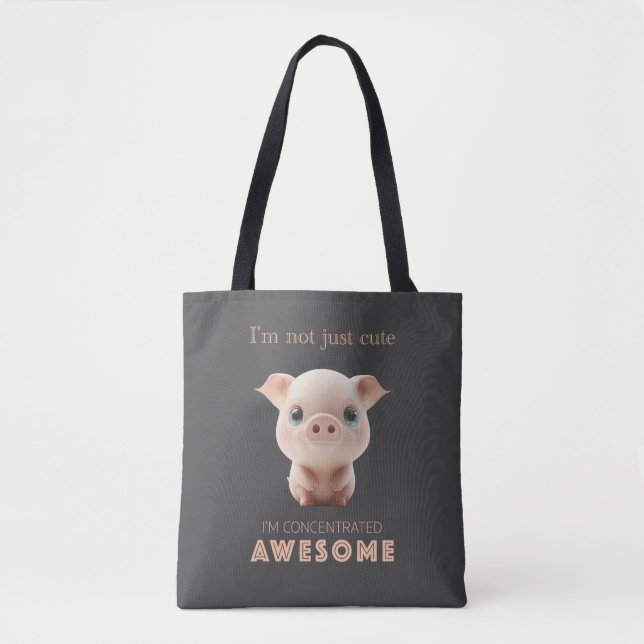 Pig Concentrated Awesome Cute Adorable Funny Quote Tote Bag (Front)