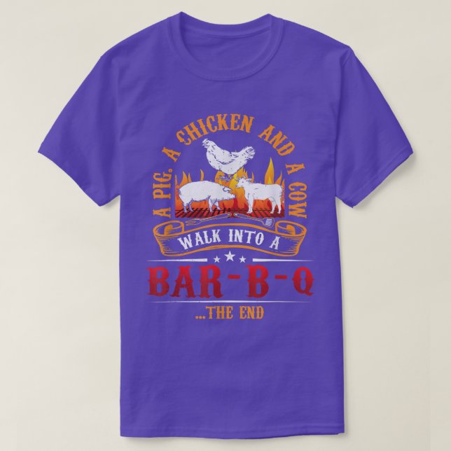 Pig Cow BBQ Meat Lover Grill Friends Fun Chicken  T-Shirt (Design Front)