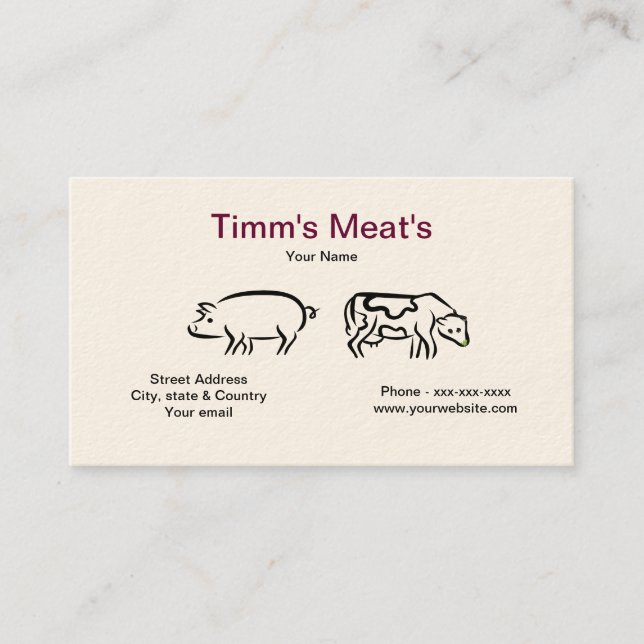 Pig & Cow Meats Business Card (Front)