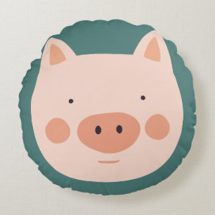 Pig Cute Green nursery Baby Room  Round Cushion