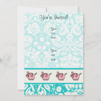 Pig; Cute Invitation