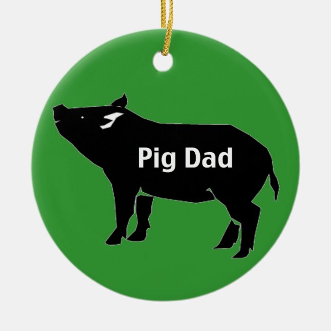 pig dad-001 ceramic tree decoration (Front)