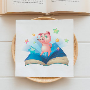 Pig Dancing On A Book Napkins
