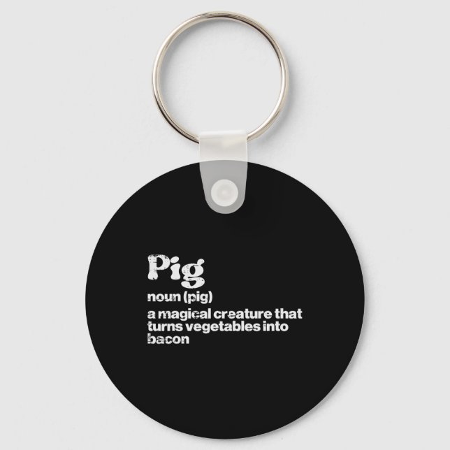 Pig Definition Bycon Funny Bbq Byrbecue Grill Men  Key Ring (Front)