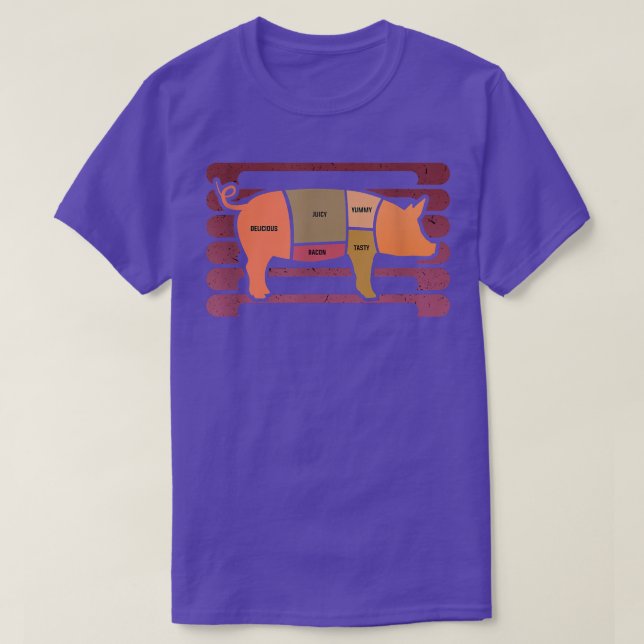 Pig Delicious Juicy Bacon Yummy Tasty Butcher  T-Shirt (Design Front)