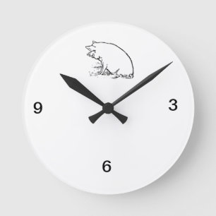 Pig Design Round Clock
