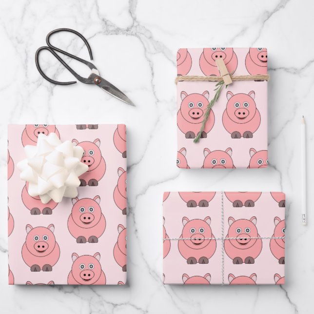 Pig Design Wrapping Paper Sheet (Front)