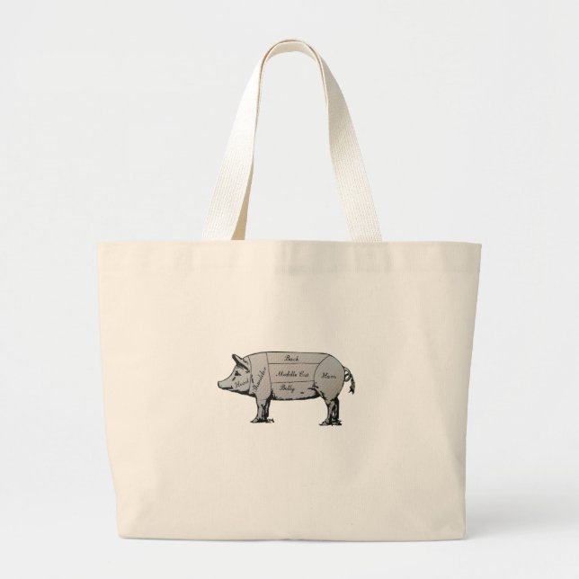 Pig Diagram Large Tote Bag (Front)