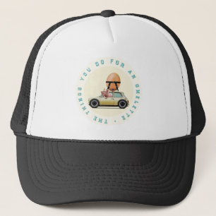 Pig Driving Car with Giant Egg – Whimsical Fun  Trucker Hat