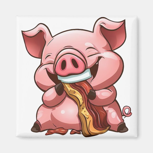 Pig Eating Bacon magnet (Front)
