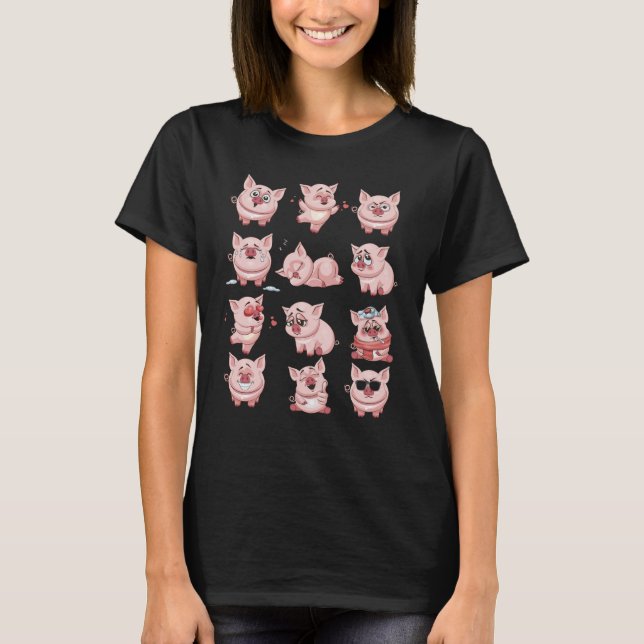 Pig Emoji Emotion  pig lover gifts T-Shirt (Front)