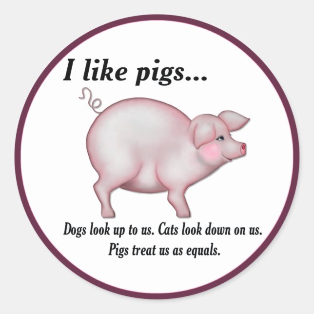 Pig Equality Classic Round Sticker (Front)