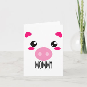 Pig Face Kawaii Halloween Costume For Mummy Funny Card