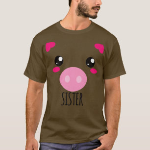 Pig Face Kawaii Halloween Costume For Sister Funny T-Shirt