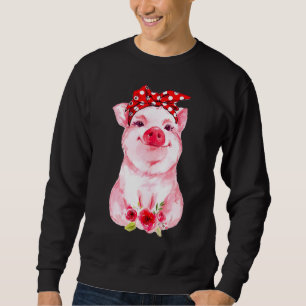 Pig Face Leopard Headband Flower Swine With Rose P Sweatshirt