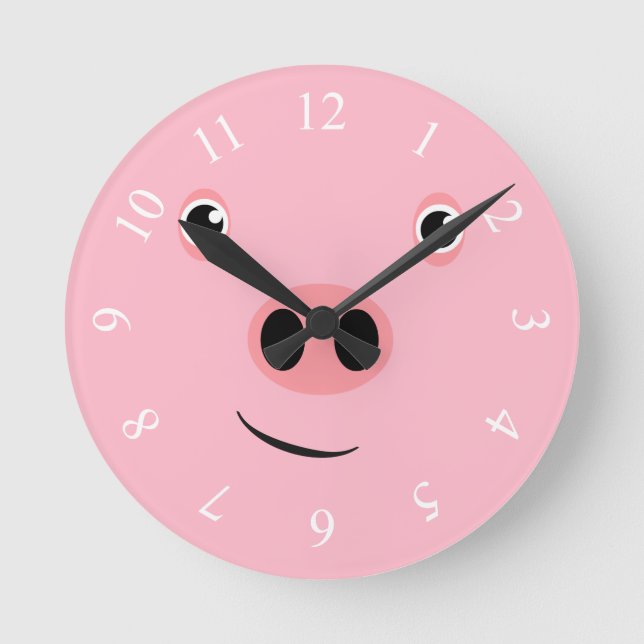 Pig Face Round Clock (Front)