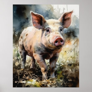 Pig Farm Animal Art Print Poster
